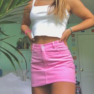 Brandy Melville Hot Pink Corduroy Skirt